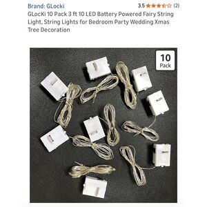 10 Pack 6.6ft 20 LEDs Battery Operated Mini LED Copper Wire String Fairy Lights